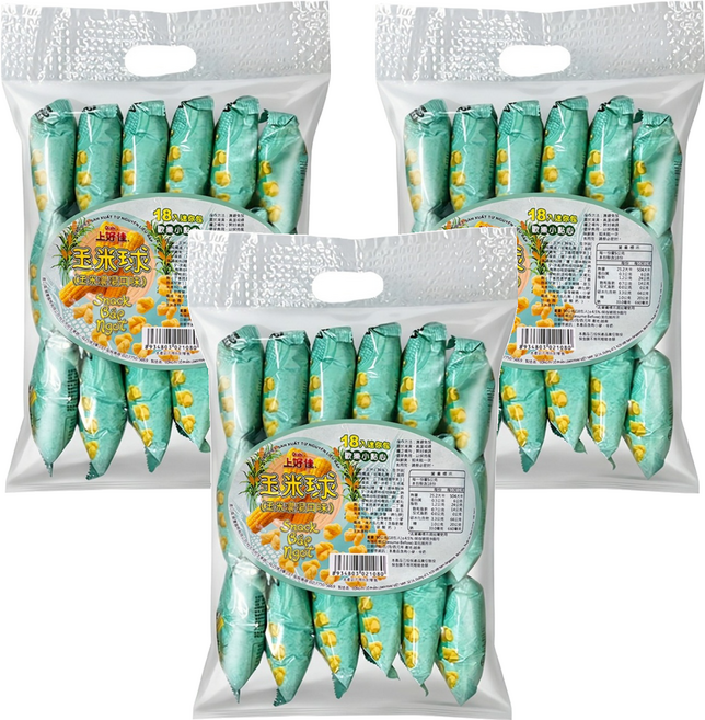 Oishi 上好佳 玉米球 迷你包歡樂小點心 玉米濃湯口味 18個, 90g, 3組