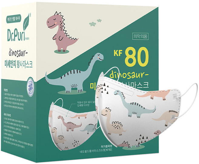 닥터퓨리 다이노스 미세먼지 황사마스크 소형 아동용 KF80, 25개입, 1개, 공룡