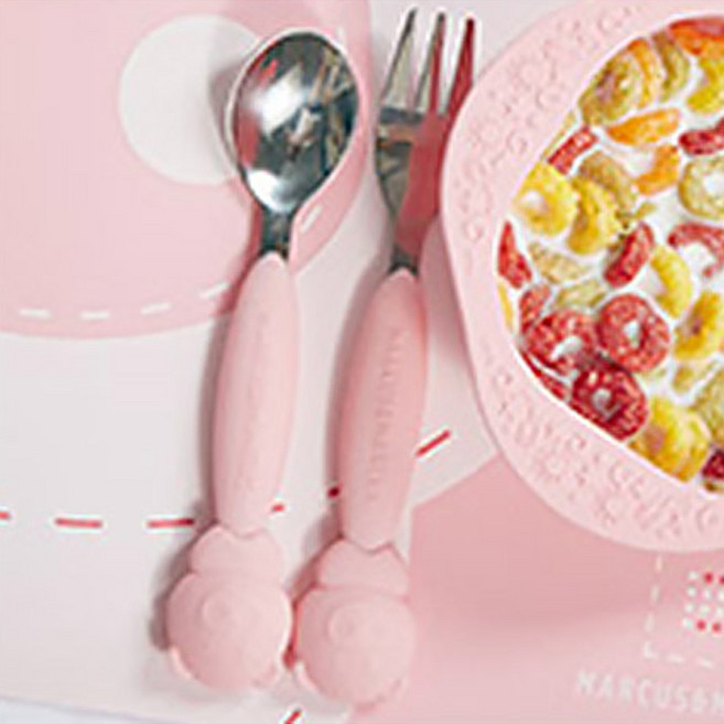 마커스앤마커스 유아용 스푼 포크 세트, 핑크돼지 포키, 1세트