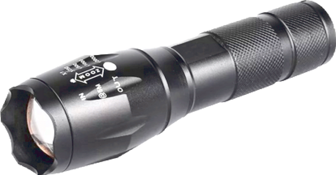 強光手電筒 不含電池 130mm~150 x 39mm 110g, 1個, 黑色