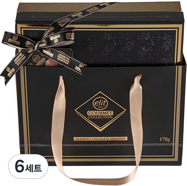 elit 伊莉特 Gourmet 綜合精選黑巧克力禮盒, 170g, 6組