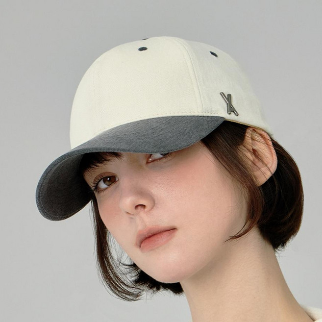 바잘 여성용 VA 스터드 투톤 오버핏 볼캡