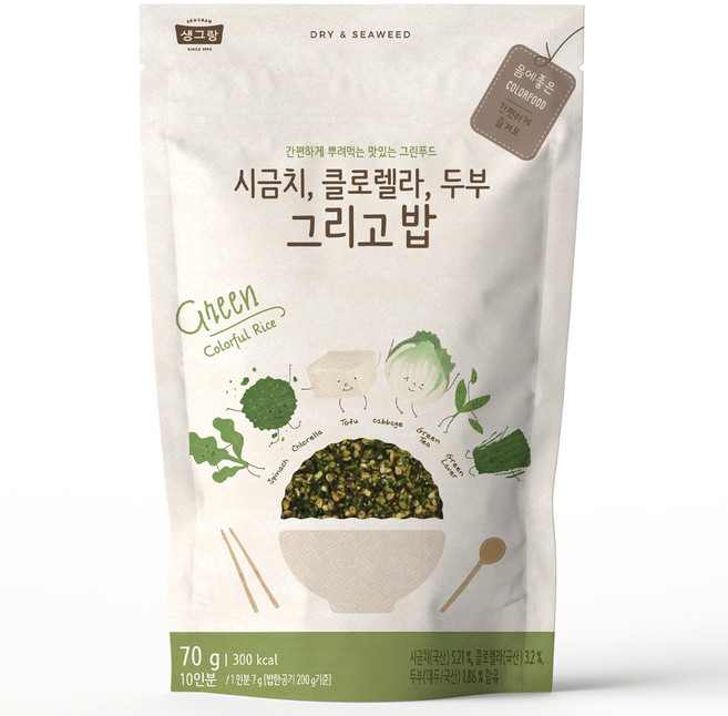 생그랑 시금치 클로렐라 두부 그리고 밥 후리가케, 70g, 1개