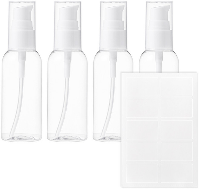 코멧 펌핑 용기 60ml, 투명, 4개