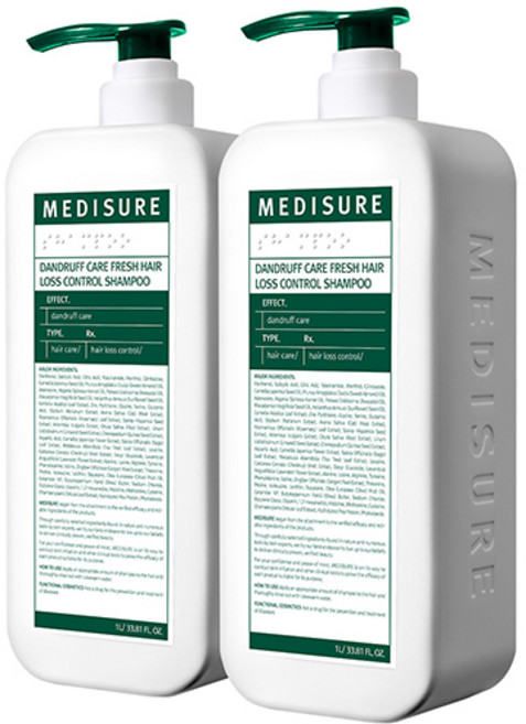 메디슈어 비듬케어 프레쉬 탈모 샴푸, 1L, 2개