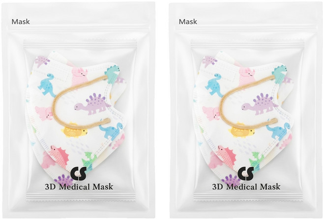 CS 凱馺國際 兒童3D立體醫用口罩 未滅菌, 20片, 2包, 恐龍星球 白色