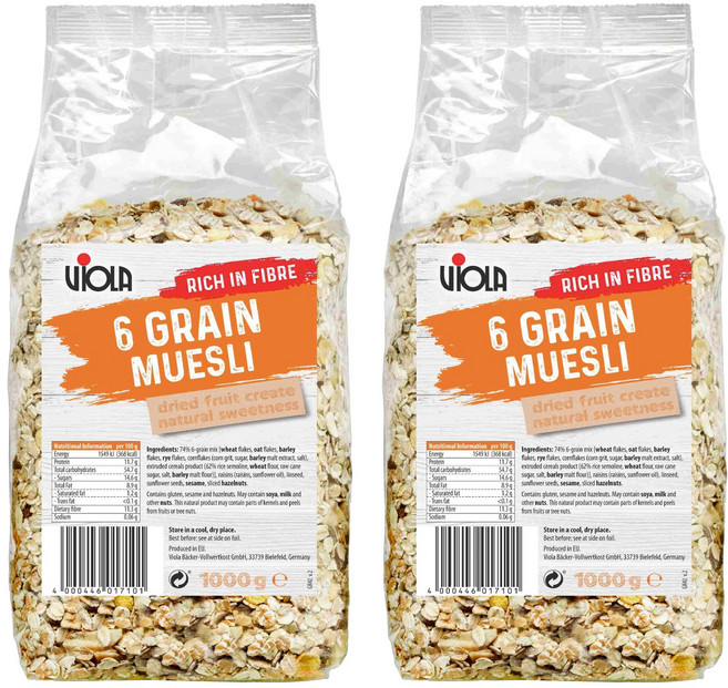 VIOLA 綜合穀粒殼片 6 Grain Muesli, 1kg, 2包