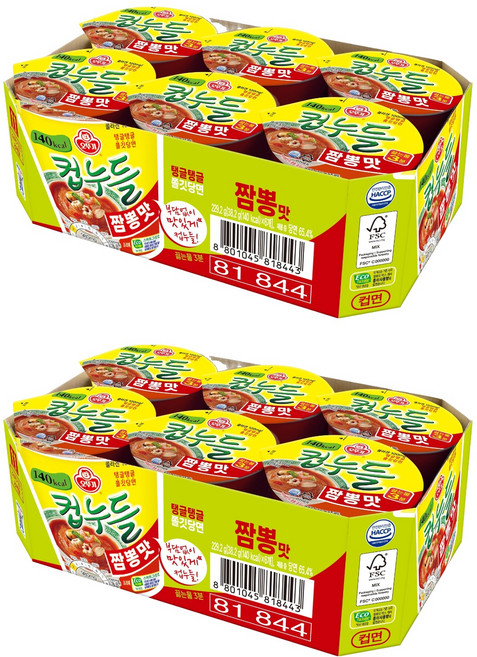오뚜기 컵누들 짬뽕맛 38.2g, 12개