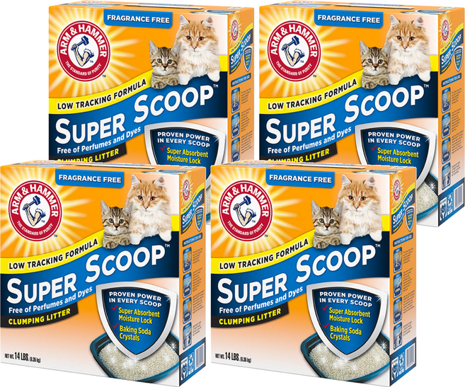ARM&HAMMER 超凝結貓砂, 6.35kg, 4盒, 無香味