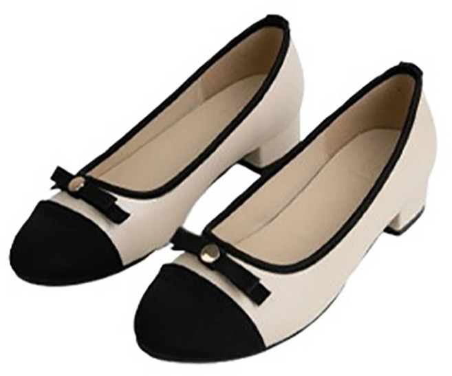 분홍코끼리 빅토리아 리본 배색 펌프스 3cm