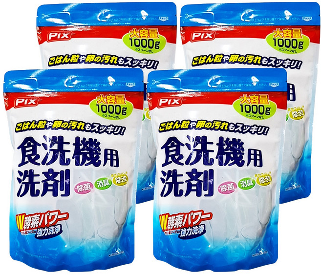 Lion Chemical 獅子化學 Pix W酵素 洗碗機用洗劑, 1kg, 4包