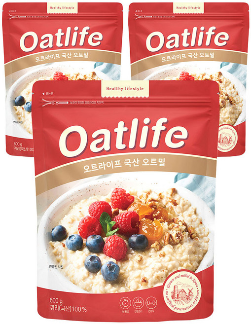 두보식품 오트라이프 국산 오트밀, 600g, 3개