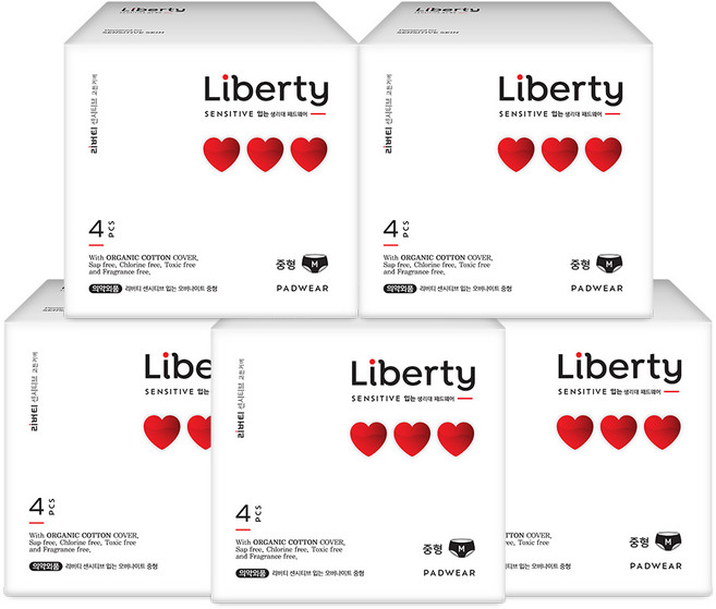 리버티오가네이처 센시티브 입는 오버나이트 중형, 4개입, 5개