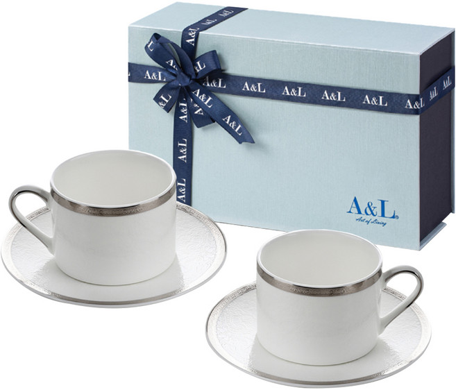 A&L 骨瓷咖啡對杯禮盒組, 維多利亞, 1組