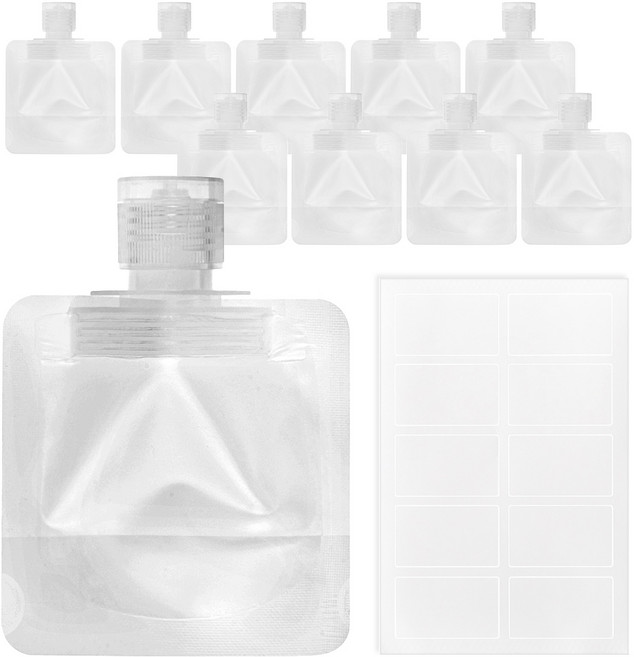 코멧 깔끔한 여행용 소분 파우치 30ml, 화이트, 10개