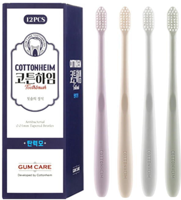 코튼하임 트라이앵글 콤팩트 항균 탄력모 칫솔, 12개입, 1세트