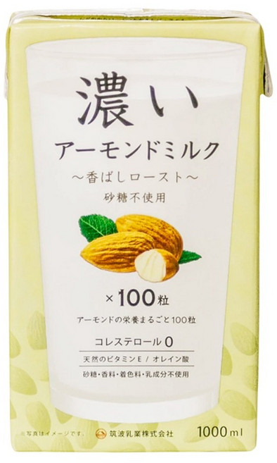 TSUKUBA 筑波乳業 杏仁飲 香濃烘烤風味 無糖, 1瓶, 1L