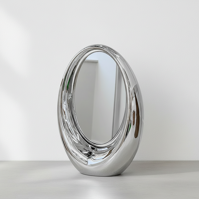 오레뉴 회전식 양면 탁상거울, 실버