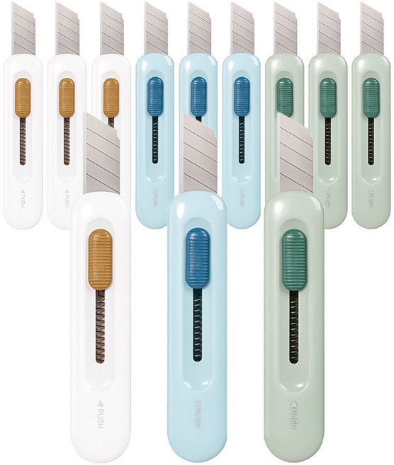 델리 슬림 포켓 투톤 미니 커터칼 2079, 랜덤 발송, 12개