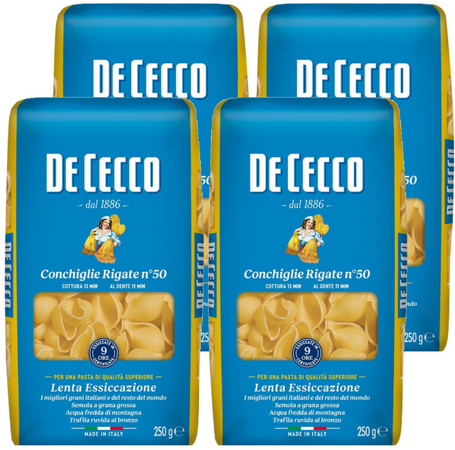 DE CECCO 得科 義大利麵 貝殼麵 N.50, 250g, 4包