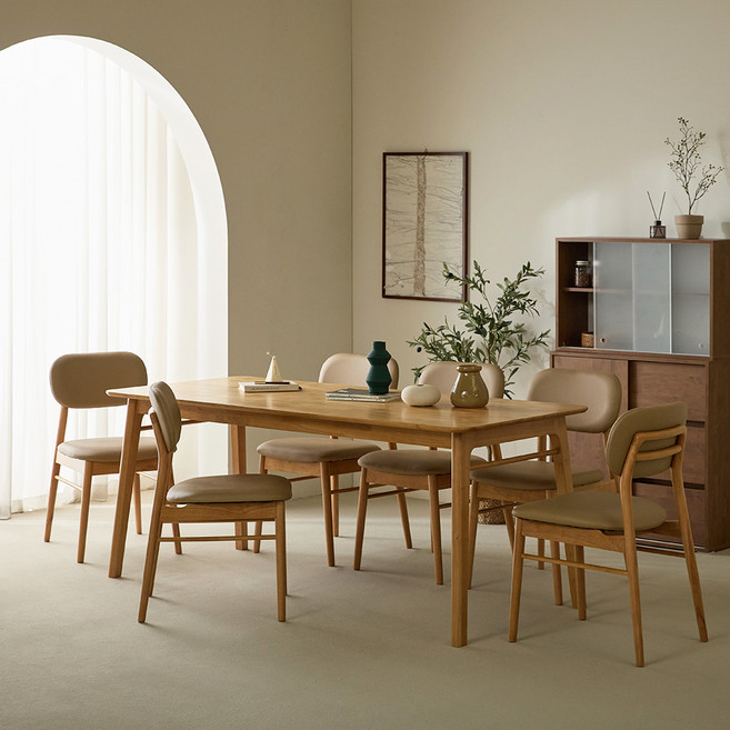 코린 원목식탁 6인용 1800 + 의자6p 세트 방문설치, 내추럴, 일반의자 6