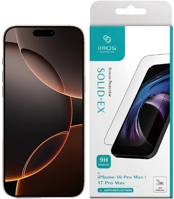imos SOLID-EX 螢幕保護貼 2.5D 玻璃貼 iPhone 16 Pro Max / 17 Pro Max 9H AR低反光 亮面 1個