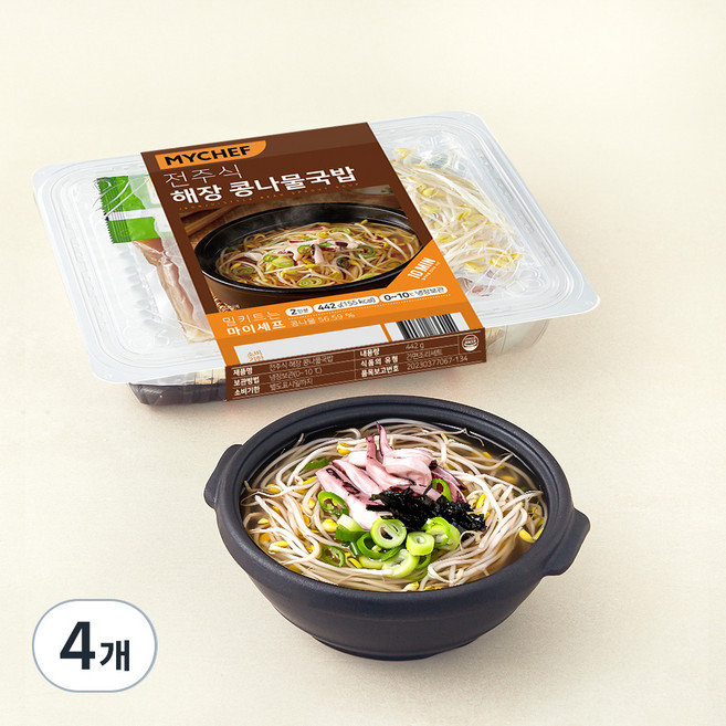 MYCHEF 전주식 해장 콩나물 국밥 밀키트 2인분, 442g, 4개