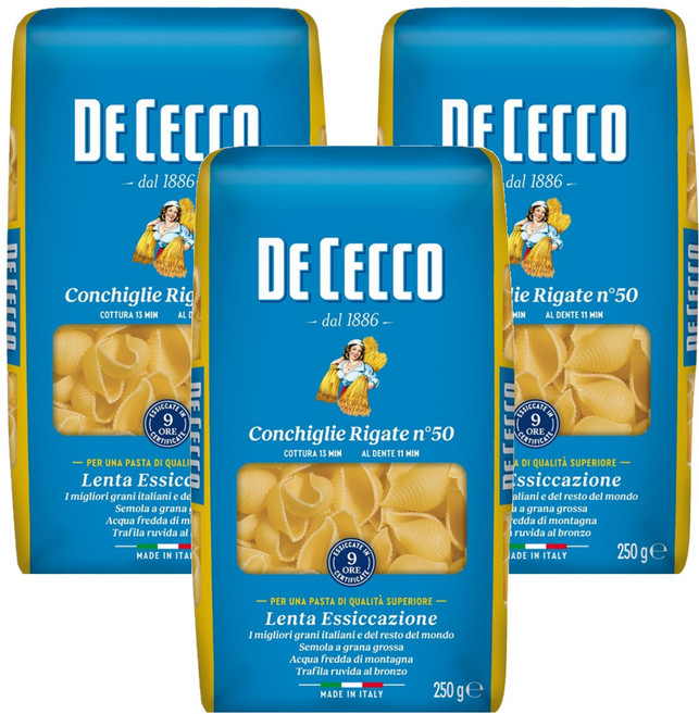 DE CECCO 得科 義大利麵 貝殼麵 N.50, 250g, 3包