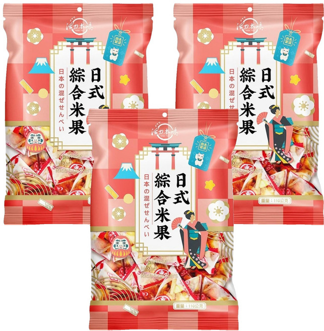 屹兆莊 活力本味 日式綜合米果, 110g, 3袋