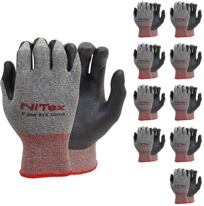 나이텍스 P-200 FIT NBR 반코팅 작업용 장갑 양쪽착용 세트, 멜란지, 10세트