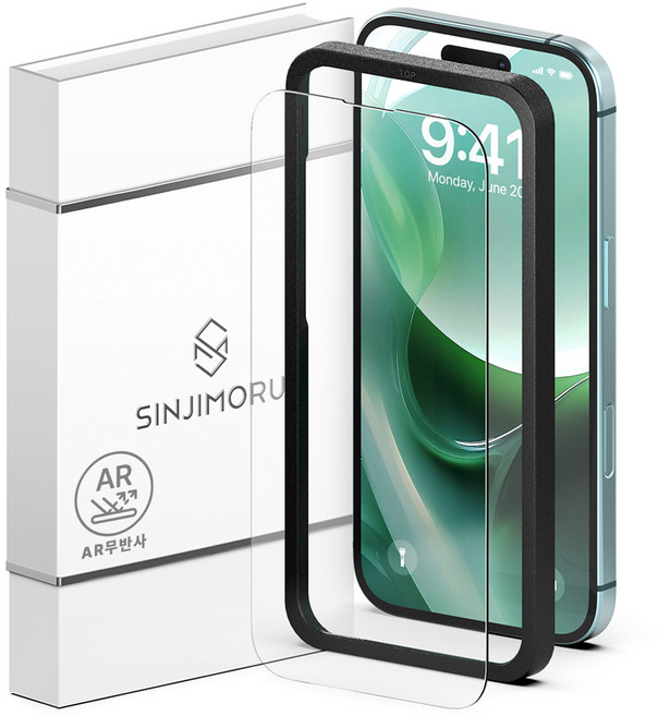 신지모루 AR 무반사 고화질 강화유리 휴대폰 액정보호필름 세트, 1세트