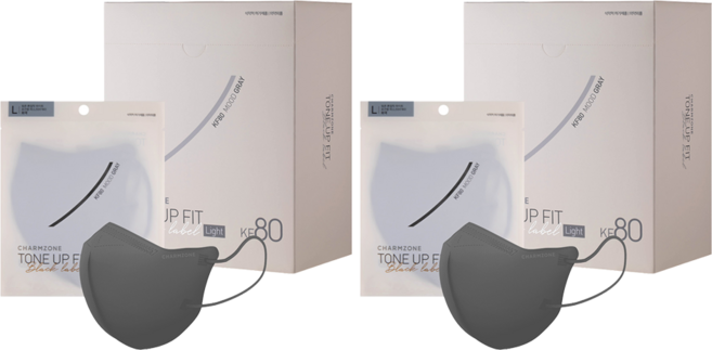 참존 톤업핏 블랙라벨 라이트 KF80 마스크 대형, 25개입, 2개, 무드그레이
