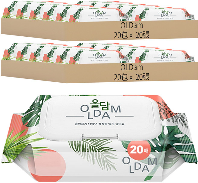 OLDam 嬰兒用濕紙巾 掀蓋式, 20張, 40包