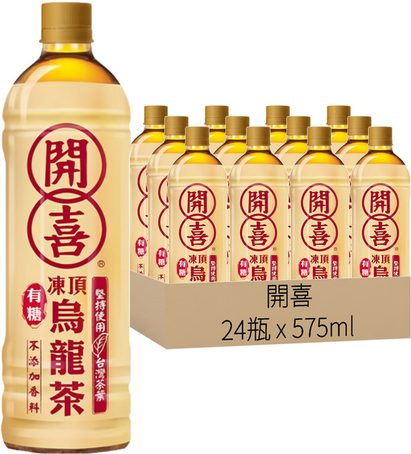 開喜 凍頂烏龍茶 有糖, 575ml, 24瓶