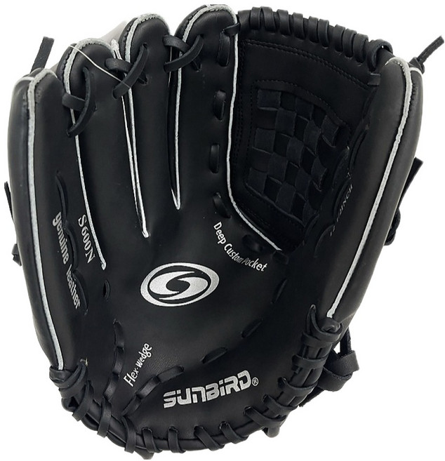썬버드 NEW 가죽 야구 글러브 좌투용 성인용 S600N, 블랙, 1개