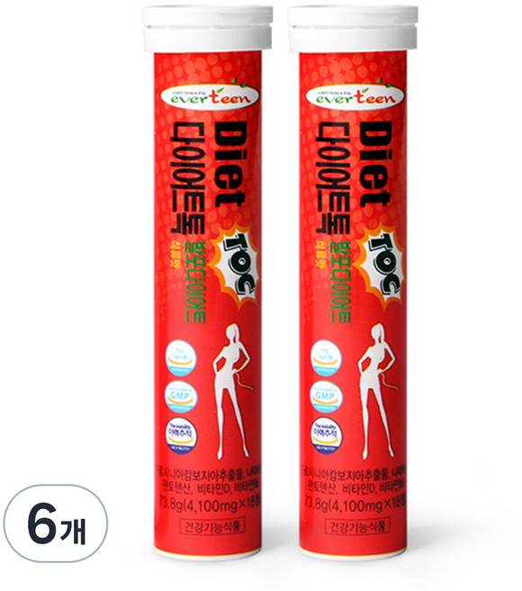 everteen 藤黃果美體維他命發泡錠 石榴口味, 73.8g, 6瓶