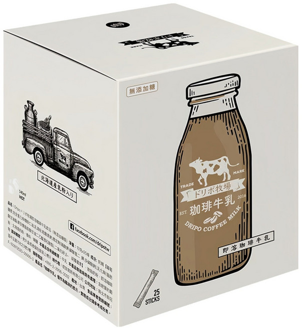 dripo 牛乳即溶飲品 無添加糖, 325g, 1盒