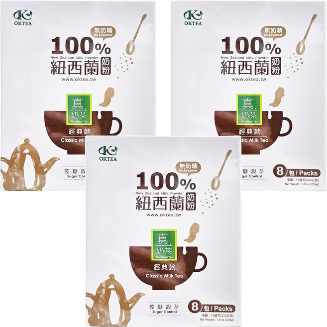 歐可茶葉 真奶茶 經典款, 8包, 28g, 3盒