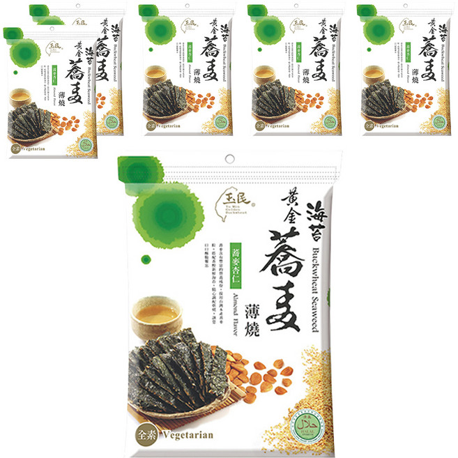 玉民 黃金蕎麥海苔薄燒 杏仁, 40g, 6包