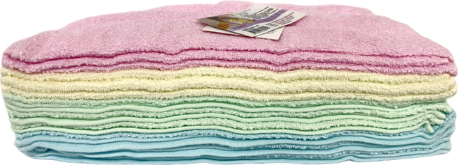 ONE&ONE 慶峯棉業 台灣製素色純棉毛巾 棉紗 33 x 72cm 12條, 粉色 + 黃色 + 藍色 + 綠色, 1組