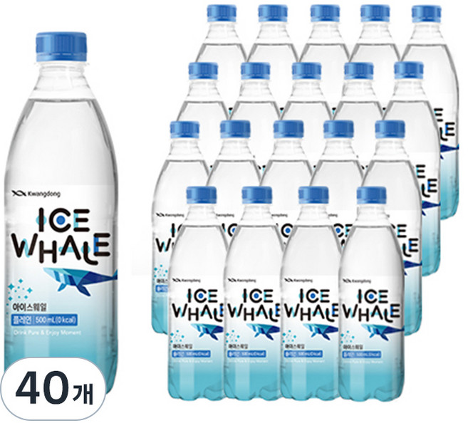 광동제약 아이스웨일 플레인 제로 탄산수, 500ml, 40개