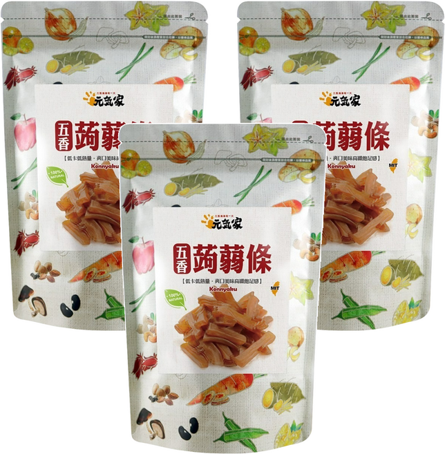 元氣家 高纖五香蒟蒻條, 200g, 3包