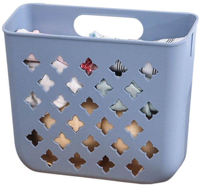 하루온 접이식 무타공 빨래바구니, 라이트 블루