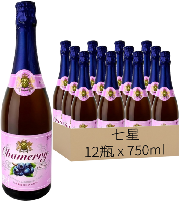 七星 藍莓氣泡飲料, 750ml, 12瓶