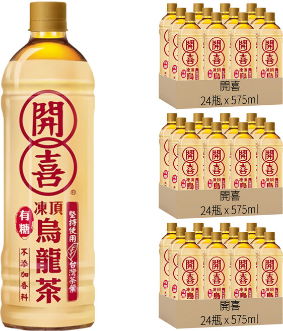 開喜 凍頂烏龍茶 有糖, 575ml, 72瓶