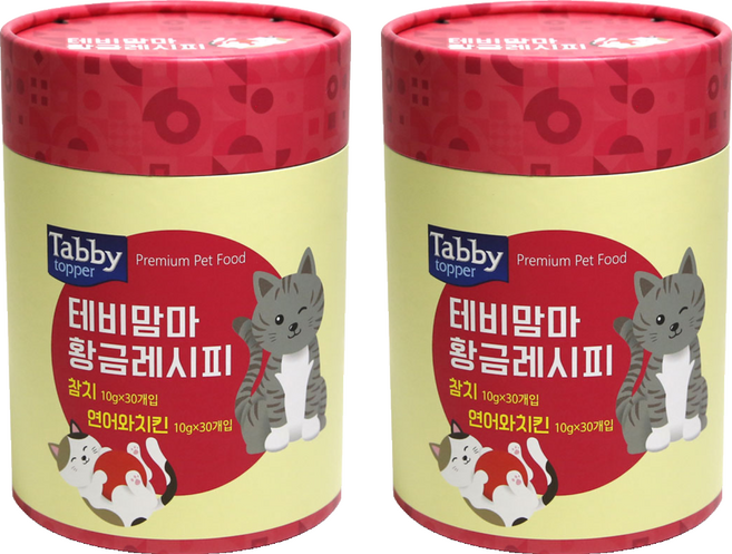 테비토퍼 맘마 황금레시피 고양이 간식 2종 x 30p 세트, 참치맛, 연어 + 치킨 혼합맛, 600g, 2세트