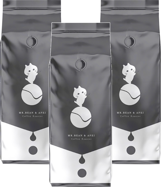 MR.BEAN&AFEI 豆豆先生與他的阿肥 濃郁深焙義式豆咖啡豆一磅, 咖啡豆(無研磨), 450g, 3包