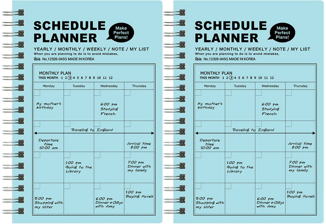 아이비스 PP 밴드 스케줄 플래너, 연하늘, 2개