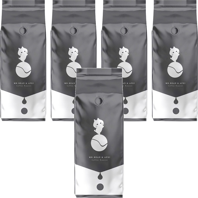 MR.BEAN&AFEI 豆豆先生與他的阿肥 濃郁深焙義式豆咖啡豆一磅, 咖啡豆(無研磨), 450g, 5包
