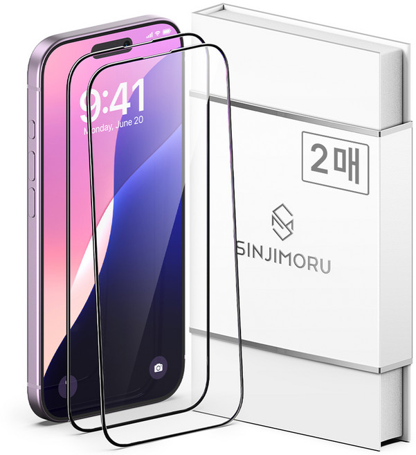 신지모루 풀커버 하이브리드 강화유리 액정보호필름 세트, 1세트